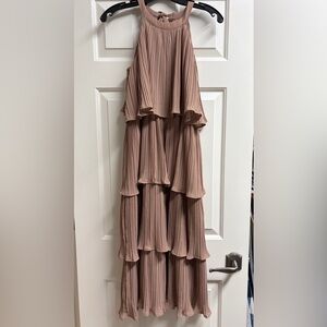 Women's Tiered Midi Dress in Mauve Taupe